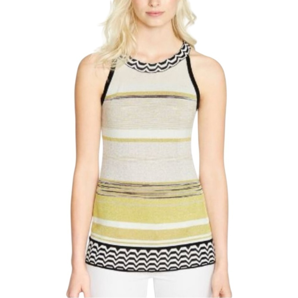WHBM Multicolor Metallic Stripe Sleeveless Halter Womens Size S Halter Sweater